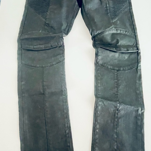 Pierre Balmain Jeans Mens Size 34 Black Coated Biker Moto DenimItaly